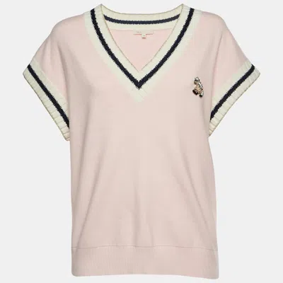Pre-owned Maje Pink Pony Applique Knit Monette Sweater Vest One Size