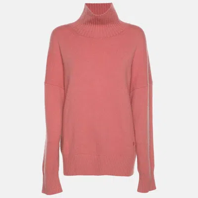 Pre-owned Maje Pink Rib Knit Turtleneck Sweater L