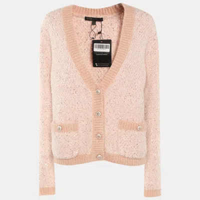 Pre-owned Maje Pink Sequins And Knit Sweater M