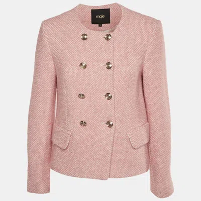 Pre-owned Maje Pink Tweed Double Breasted Jacket M