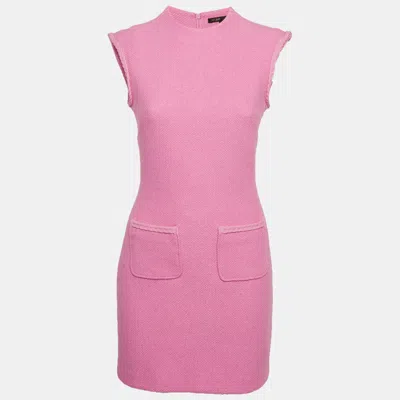 Pre-owned Maje Pink Tweed Sleeveless Mini Dress Xs
