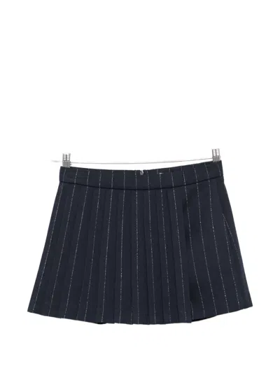 Maje Pinstripe Pleated Shorts In Blue