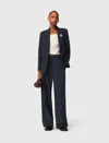 Maje Vissila Striped Belted Jacket In Blue