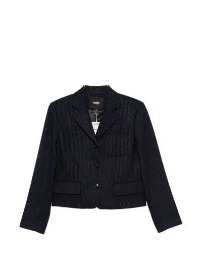 Maje Pinstriped Sequin-embellished Blazer In Black