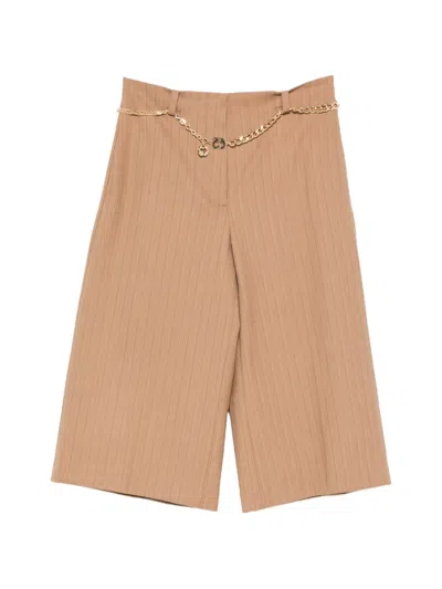 Maje Pinstripe-pattern Chain-belt Shorts In Brown