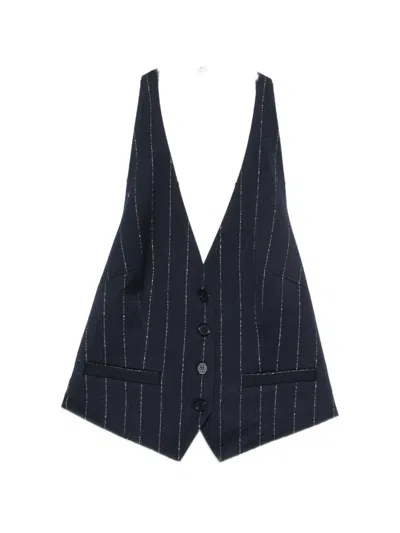 Maje Pinstripe-pattern Halter-neck Top In Blue