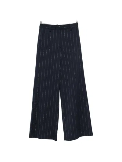 Maje Pinstripe-pattern Palazzo Pants In Blue