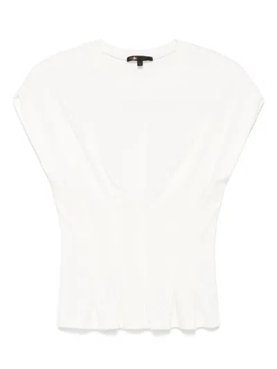 Maje Pintuck-detail T-shirt In White