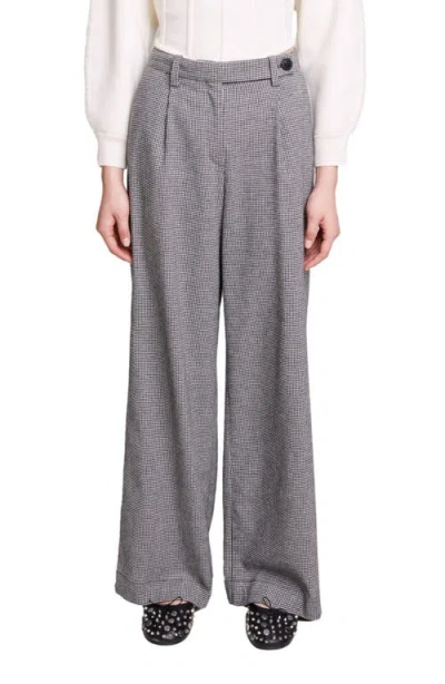 Maje Piotto Pleat Wide Leg Pants In Gray