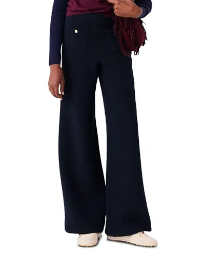 Maje Piponette Tweed Flared Trousers In Blue