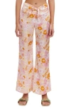 Maje Pisella Floral Flared Tie Front Pants In Pink