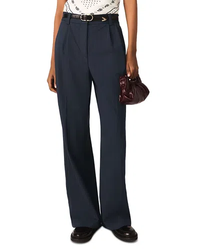 Maje Pissila High Rise Wide Leg Pants In Blue