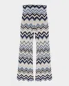 Maje Crochet Trousers In Blue 3490