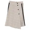 Maje Plaid Asymmetric Midi Skirt In Beige Cotton Tweed