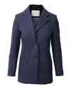 Maje Plaid Blazer Jacket In Navy Blue Polyester In Blue
