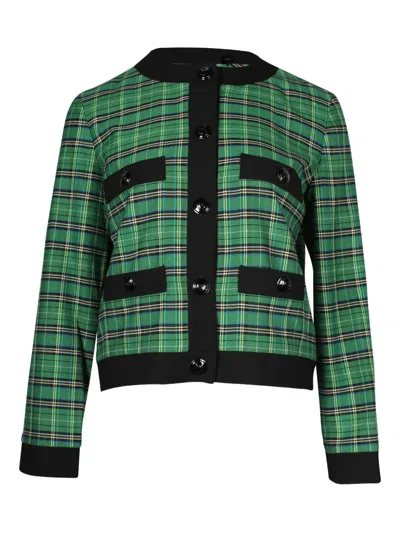 Pre-owned Maje Plaid Buttoned Jacket In Green