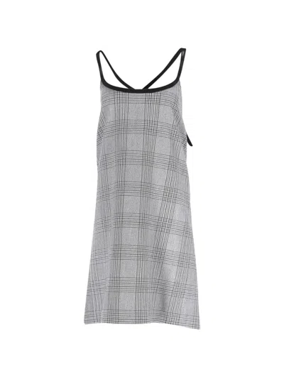 Pre-owned Maje Plaid Cross-strap Mini Dress In Gray