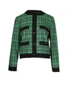 Maje Plaid Jacket In Green Polyester In Green