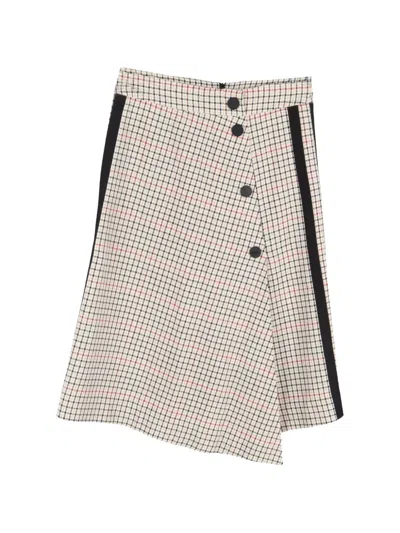 Pre-owned Maje Plaid-pattern Asymmetric Midi Skirt In Neutral