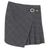 Maje Plaid Pleated Mini Skirt In Grey Wool