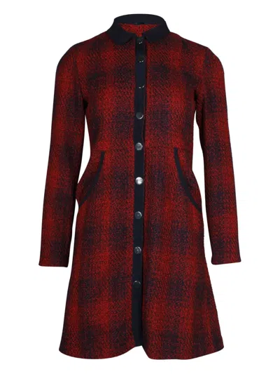 Pre-owned Maje Plaid Pocket Dress In Red