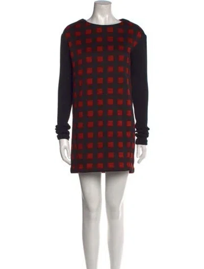 Pre-owned Maje Plaid Print Bateau Neckline Sweater In Red
