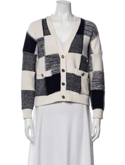 Pre-owned Maje Plaid Print Biker Jacket In White