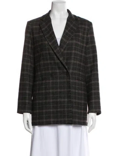 Pre-owned Maje Plaid Print Blazer In Black