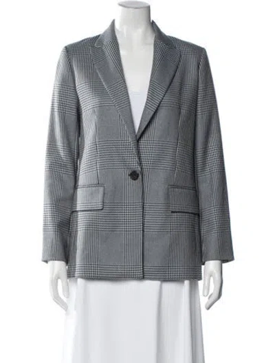 Pre-owned Maje Plaid Print Blazer In Black