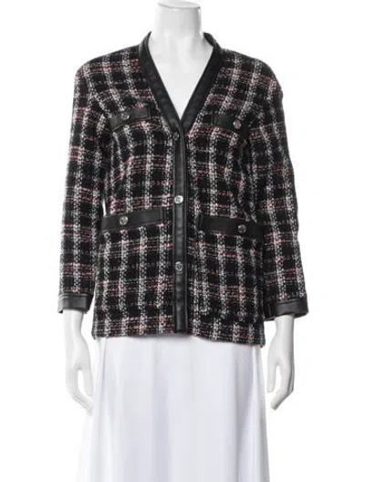 Pre-owned Maje Plaid Print Blazer In Black