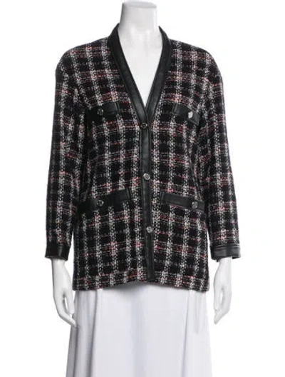 Pre-owned Maje Plaid Print Blazer In Black