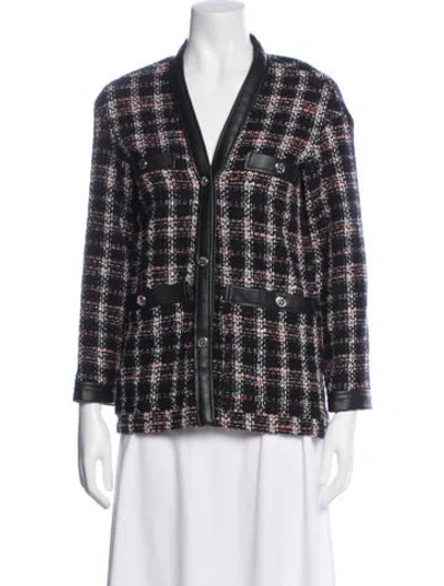 Pre-owned Maje Plaid Print Blazer In Black
