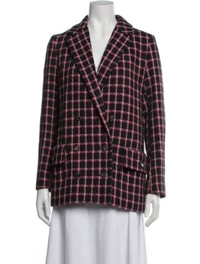 Pre-owned Maje Plaid Print Blazer In Black