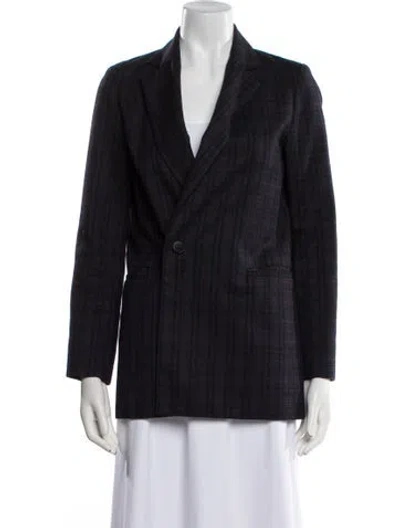 Pre-owned Maje Plaid Print Blazer In Blue