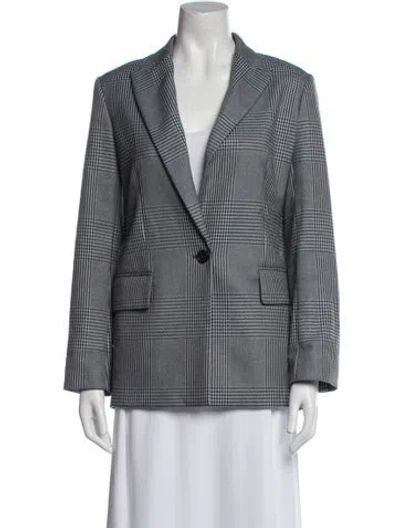 Pre-owned Maje Plaid Print Blazer In Blue