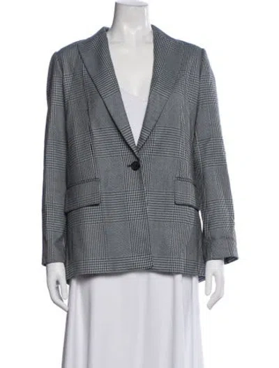 Pre-owned Maje Plaid Print Blazer In Blue