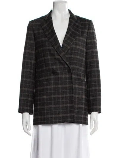 Pre-owned Maje Plaid Print Blazer In Brown