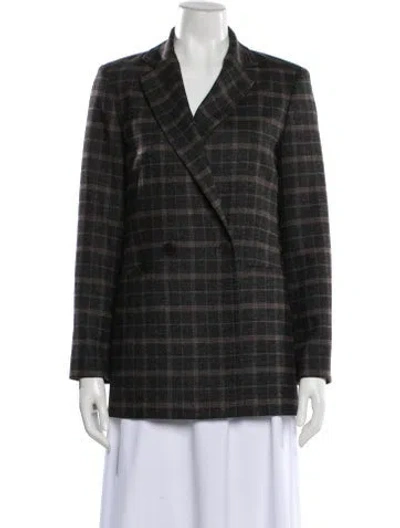 Pre-owned Maje Plaid Print Blazer In Brown