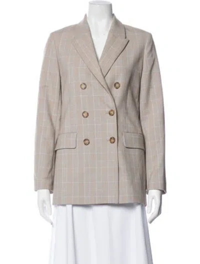 Pre-owned Maje Plaid Print Blazer In Brown
