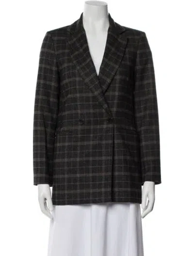 Pre-owned Maje Plaid Print Blazer In Brown