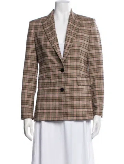 Pre-owned Maje Plaid Print Blazer In Brown