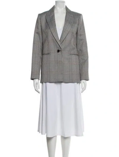 Pre-owned Maje Plaid Print Blazer In Gray