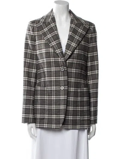 Pre-owned Maje Plaid Print Blazer In Gray