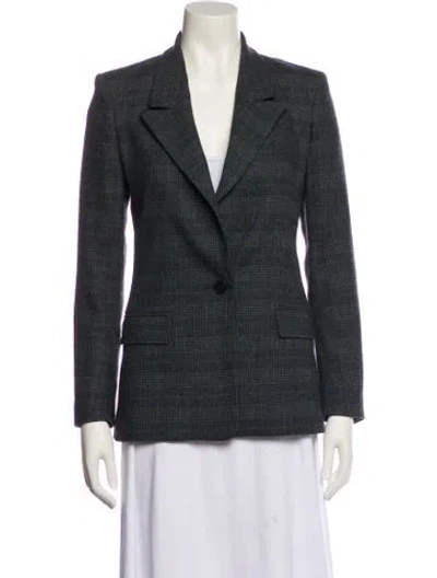 Pre-owned Maje Plaid Print Blazer In Gray