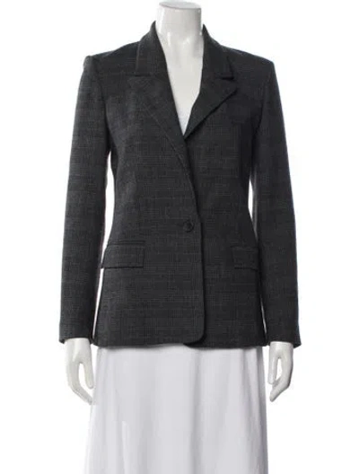 Pre-owned Maje Plaid Print Blazer In Gray