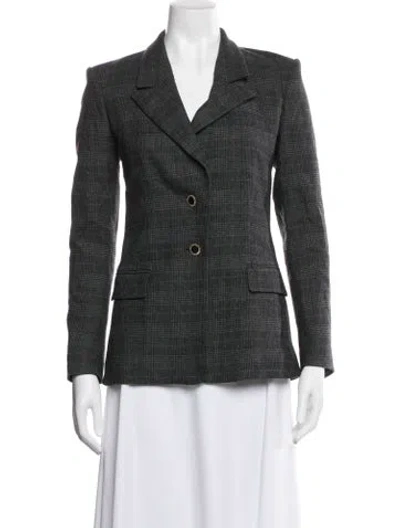 Pre-owned Maje Plaid Print Blazer In Gray