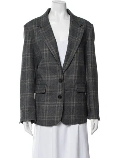 Pre-owned Maje Plaid Print Blazer In Gray
