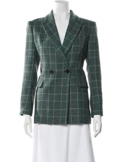 Pre-owned Maje Plaid Print Blazer In Green