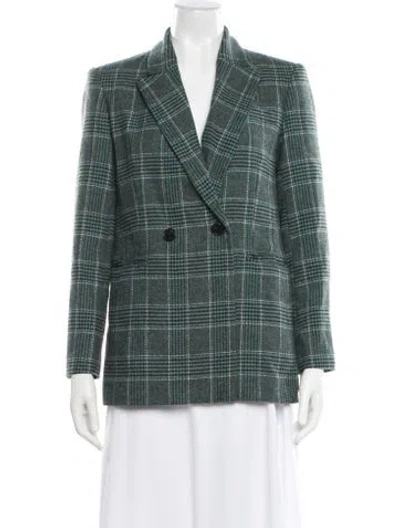 Pre-owned Maje Plaid Print Blazer In Green