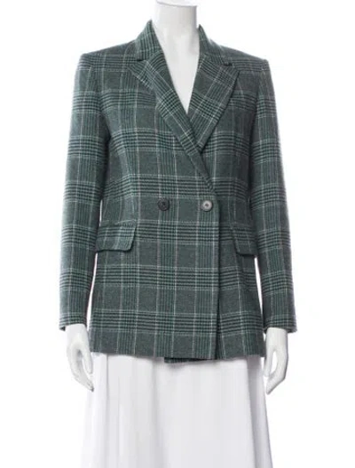 Pre-owned Maje Plaid Print Blazer In Green